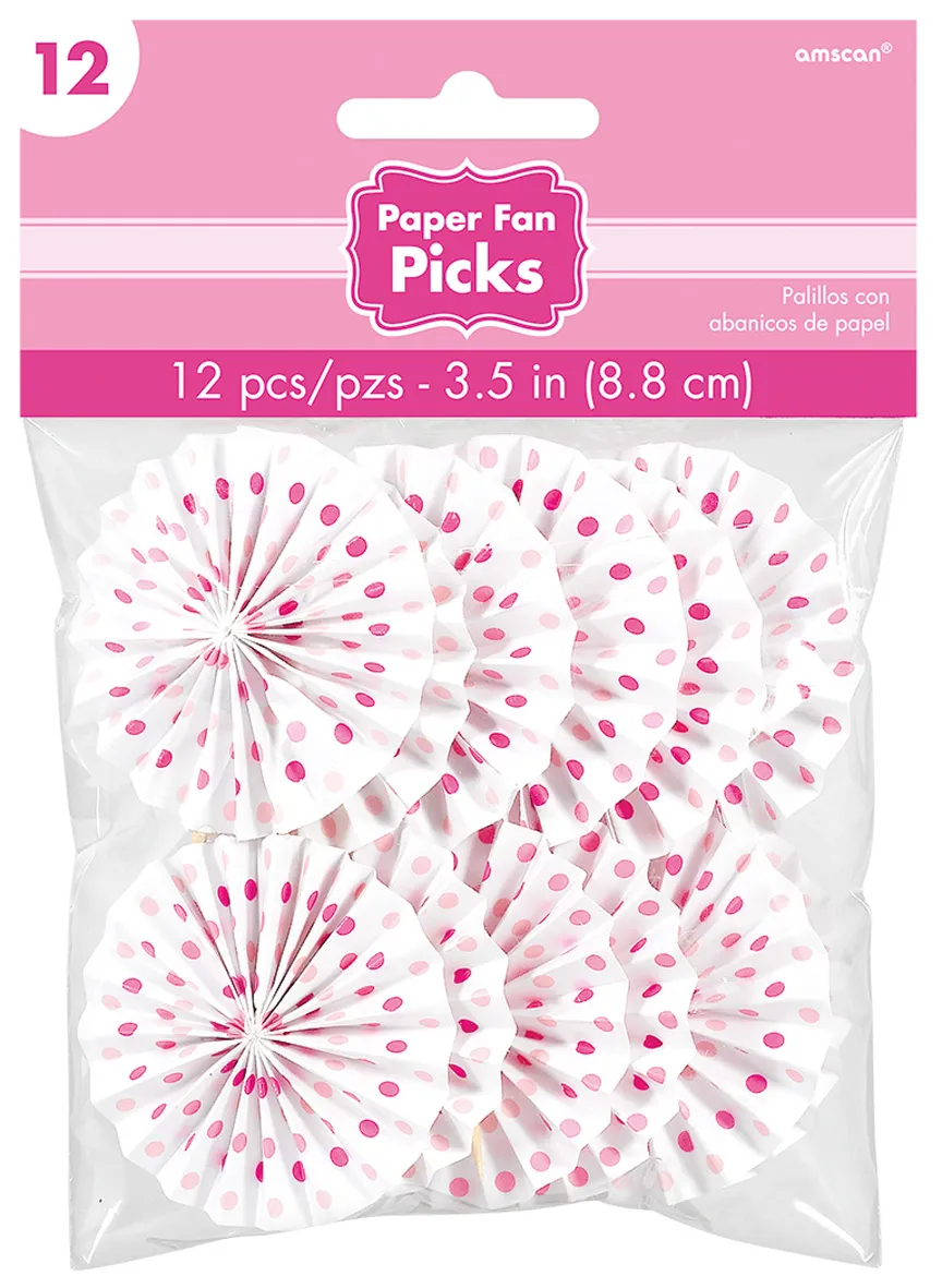 12 spiedini di rosette di carta con buffet di caramelle rosa