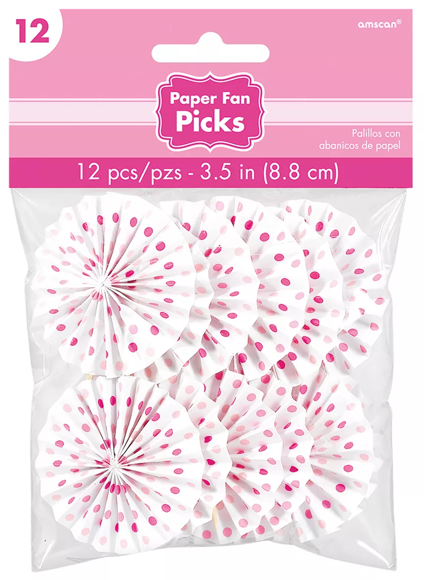 12 spiedini di rosette di carta con buffet di caramelle rosa