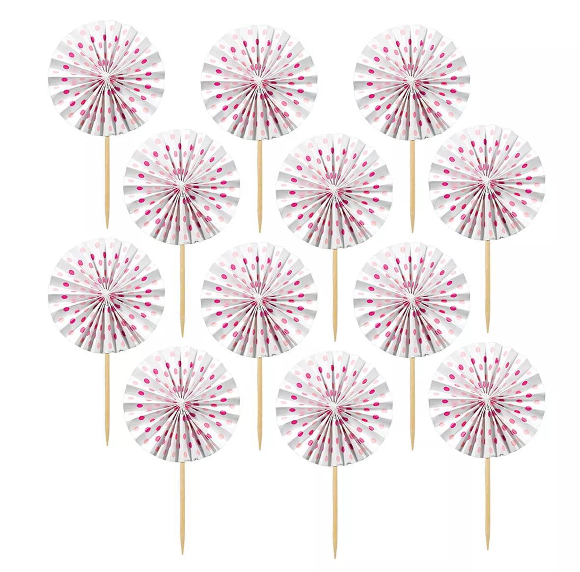 12 spiedini di rosette di carta con buffet di caramelle rosa