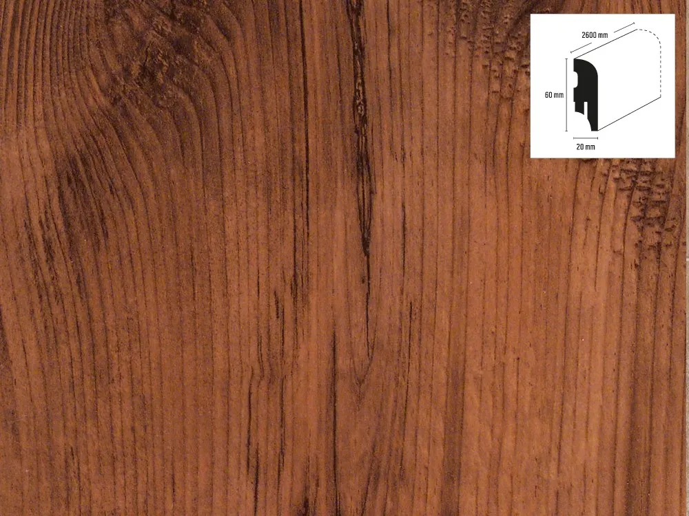 Battiscopa in HDF effetto pino antico H 6 cm