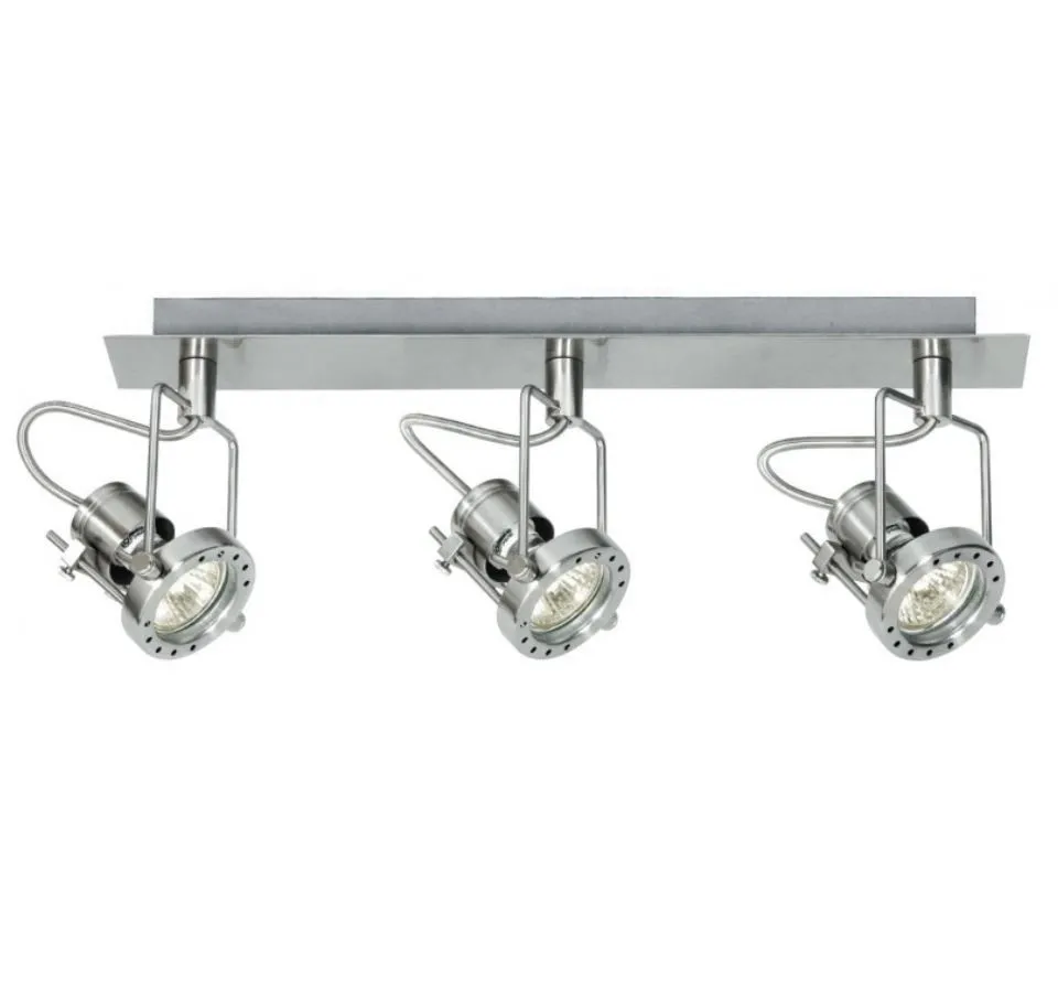Binario Da Parete Soffitto Con Faretti Led GU10 Direzionabili Nickel Techno Fan Europe