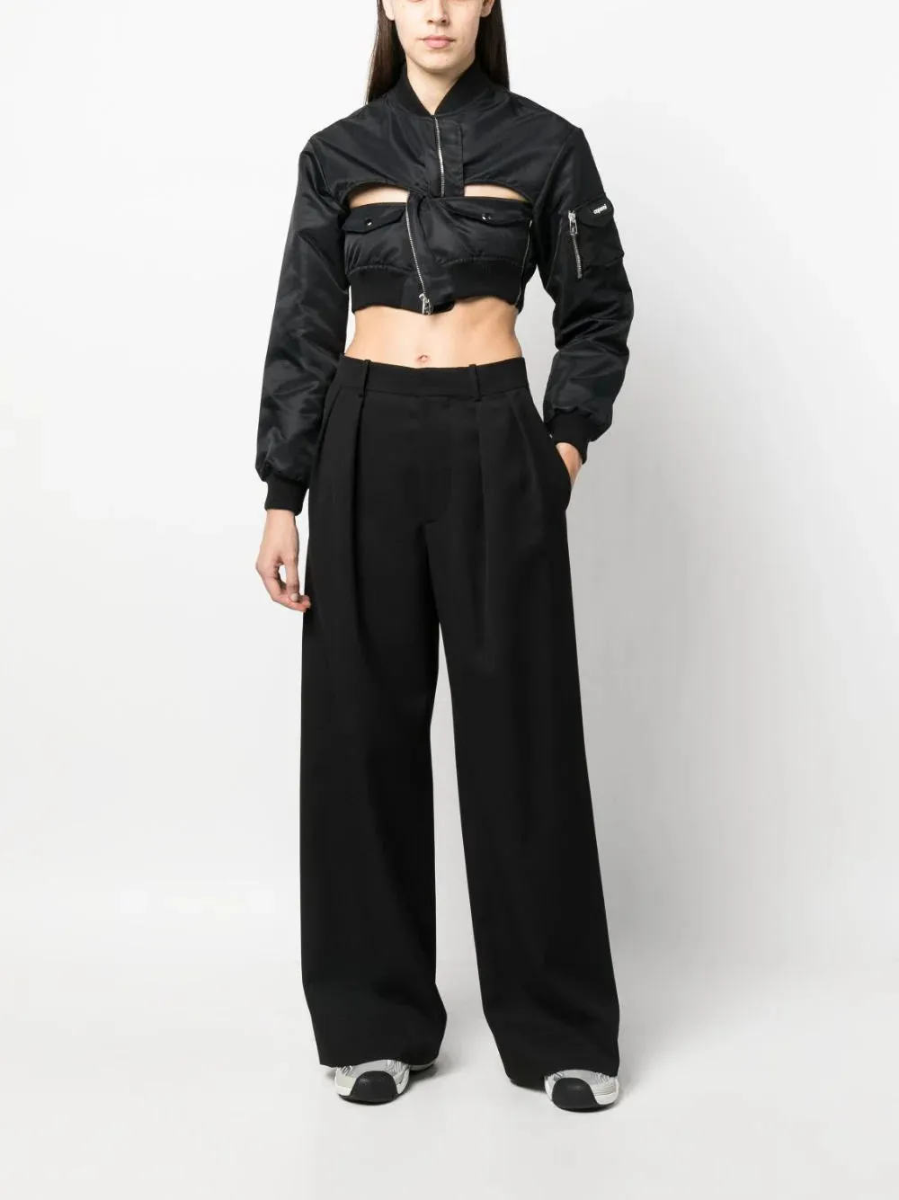 Bomber crop con cut-out