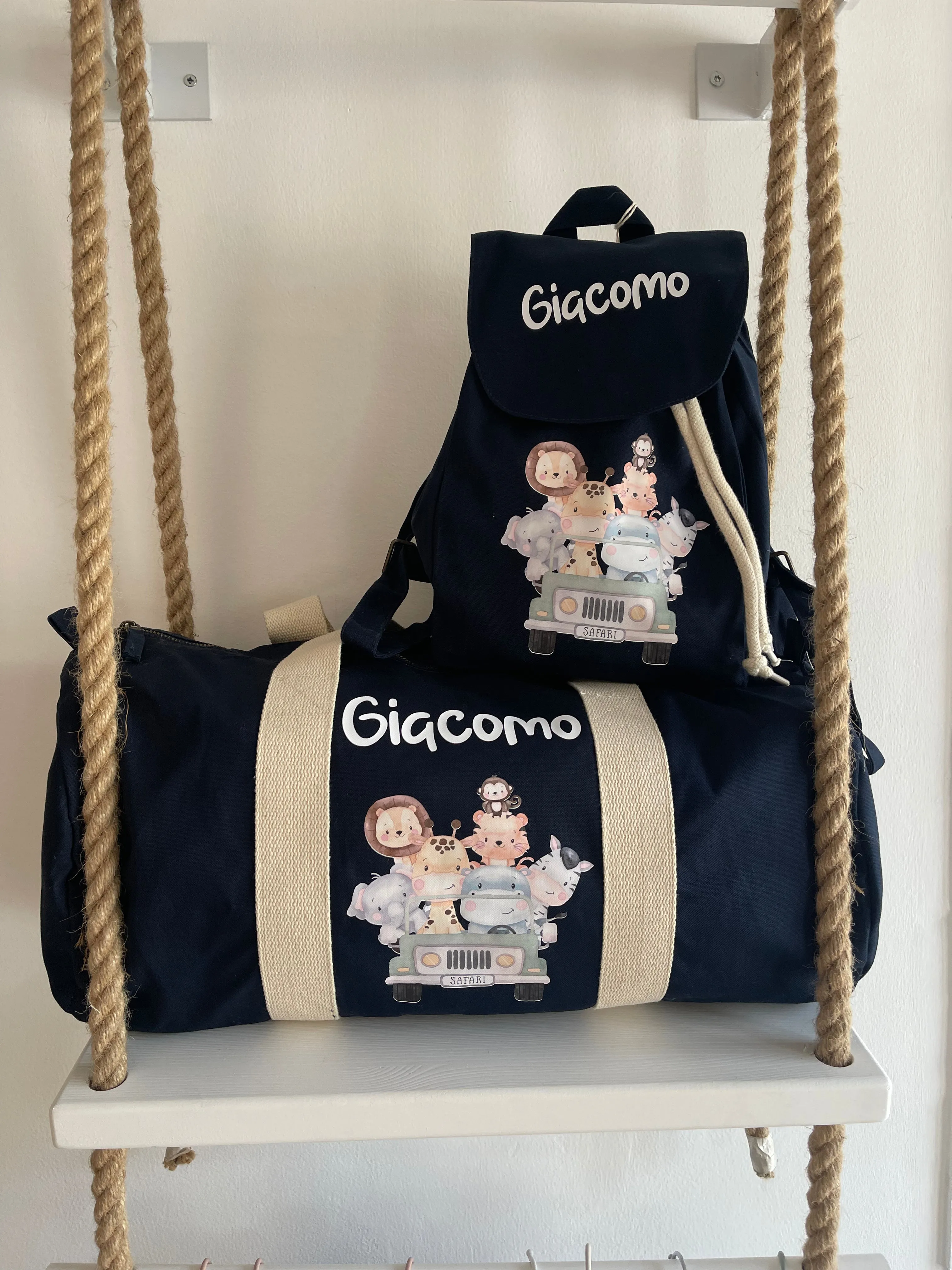 Borsone e zaino in cotone Safari personalizzabile