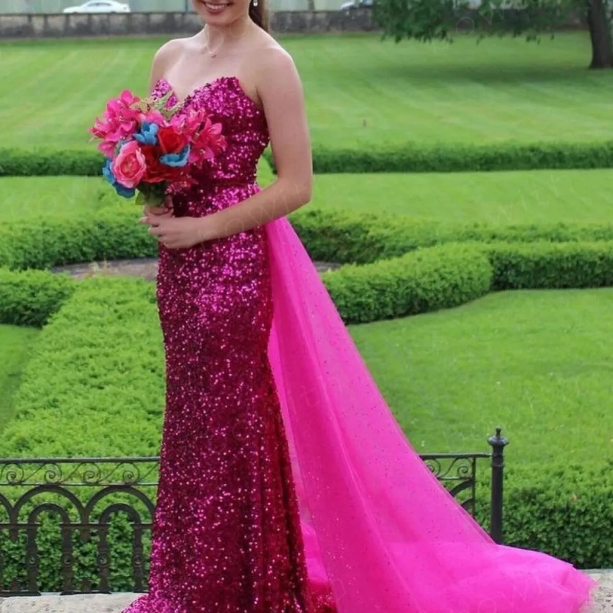 Bowith Abiti eleganti da ballo Treno staccabile Abito da festa a sirena Abiti da sera lucidi per feste di gala Ritorno a casa fo