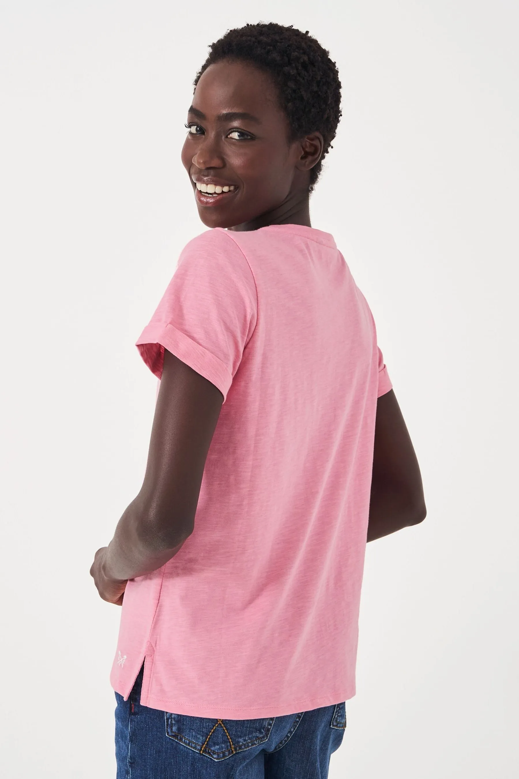 Crew Clothing T Shirt Girocollo Slub 100% Cotone    