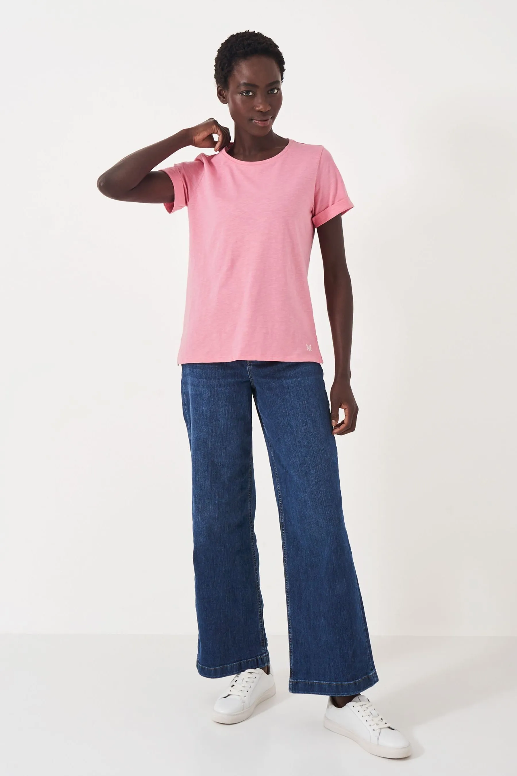 Crew Clothing T Shirt Girocollo Slub 100% Cotone    
