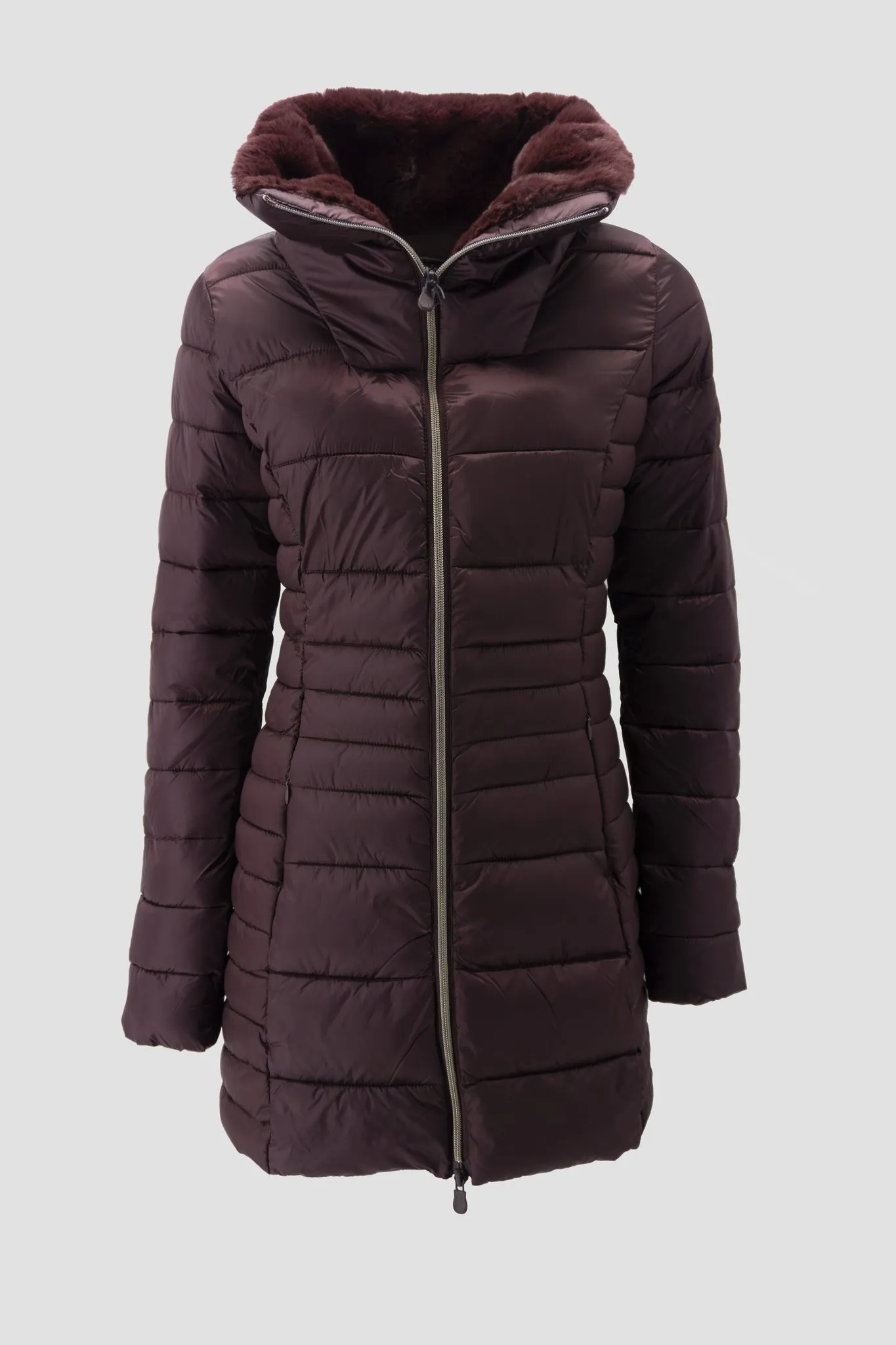 Eco down jacket with standing collar / Bordeaux