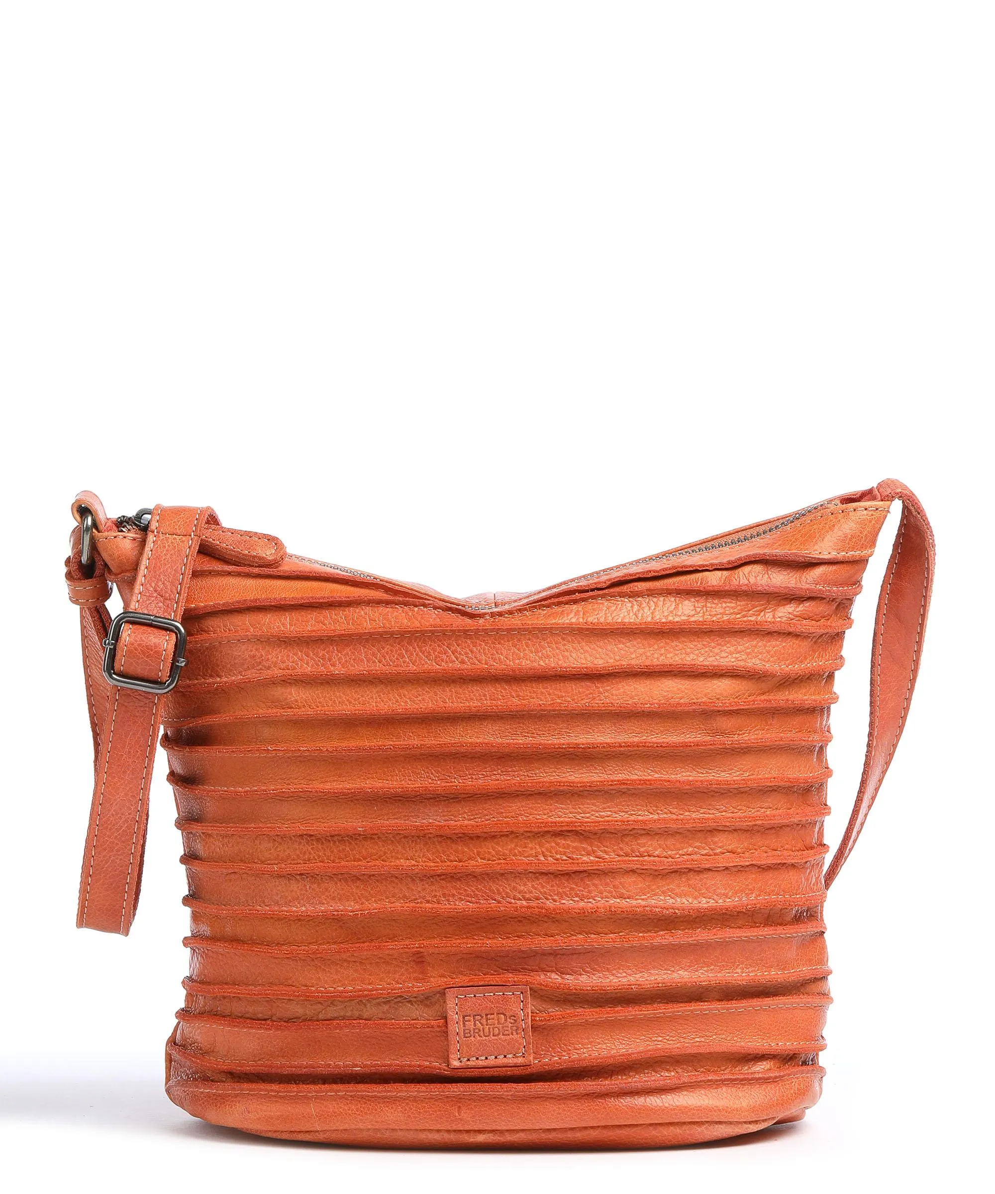  FredsBruder Riffellinchen Borsa a tracolla pelle di vacchetta grana arancio  