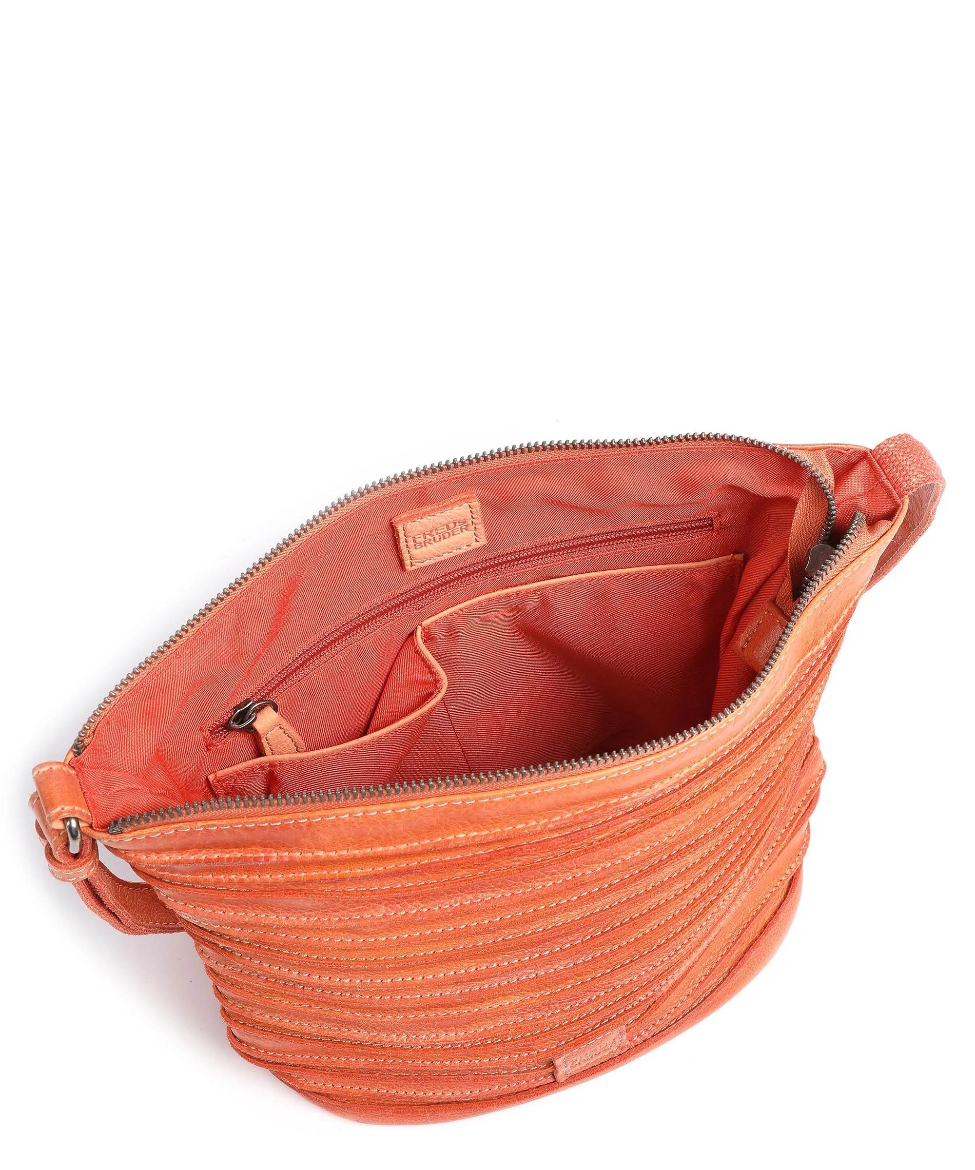  FredsBruder Riffellinchen Borsa a tracolla pelle di vacchetta grana arancio  