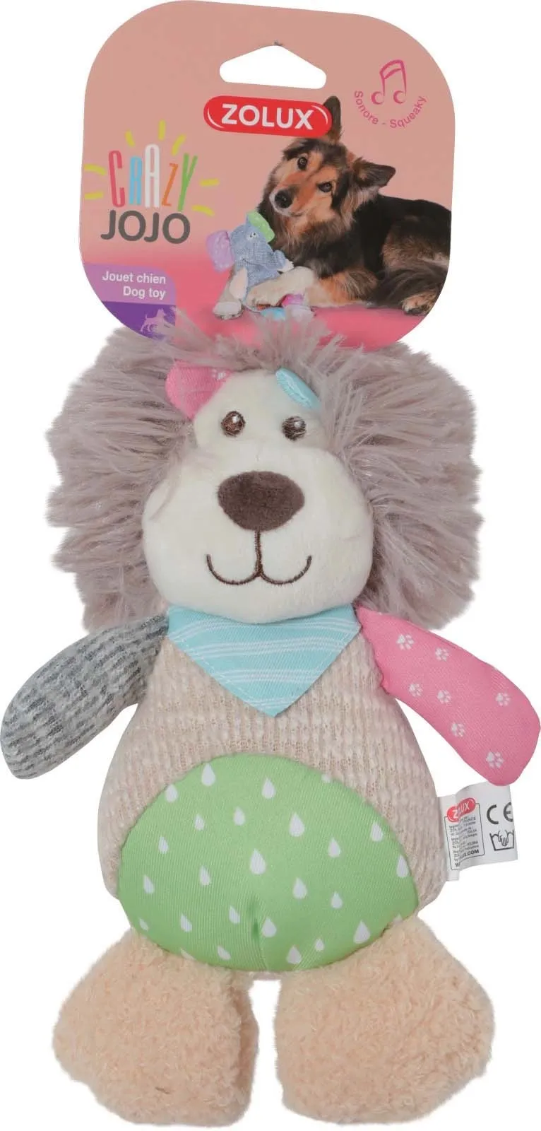 Gioco cane peluche crazy jojo leone 17x10x25 cm
