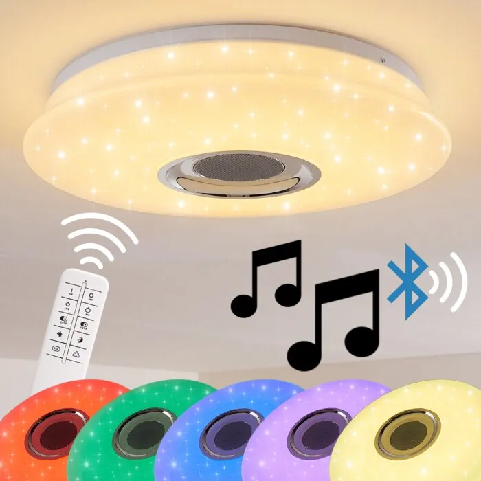 HEMLO Plafoniera LED Bianco, 1-Luce, Telecomando, Cambia colore