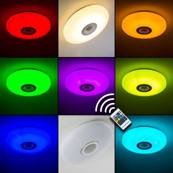 HEMLO Plafoniera LED Bianco, 1-Luce, Telecomando, Cambia colore