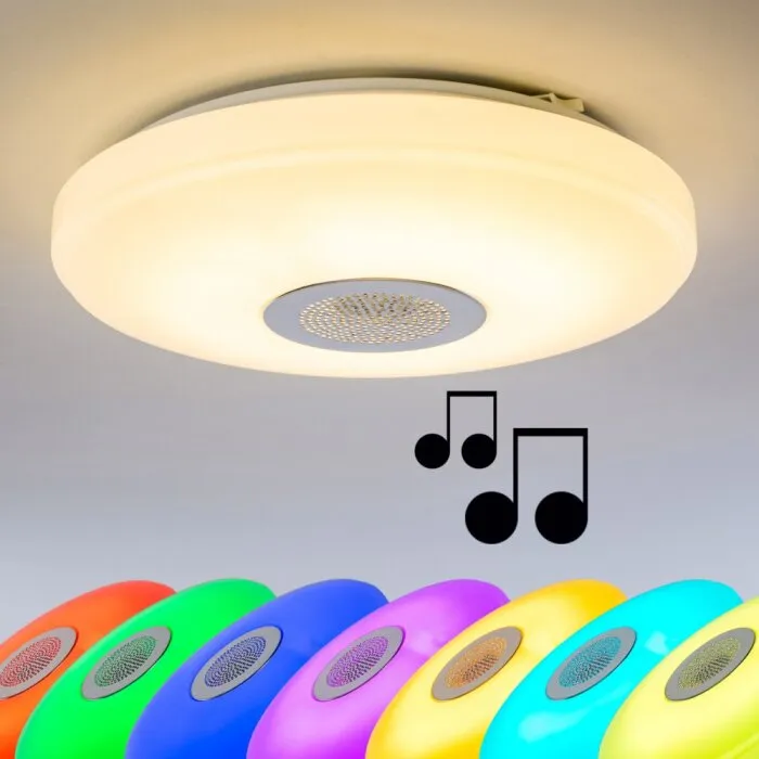 HEMLO Plafoniera LED Bianco, 1-Luce, Telecomando, Cambia colore
