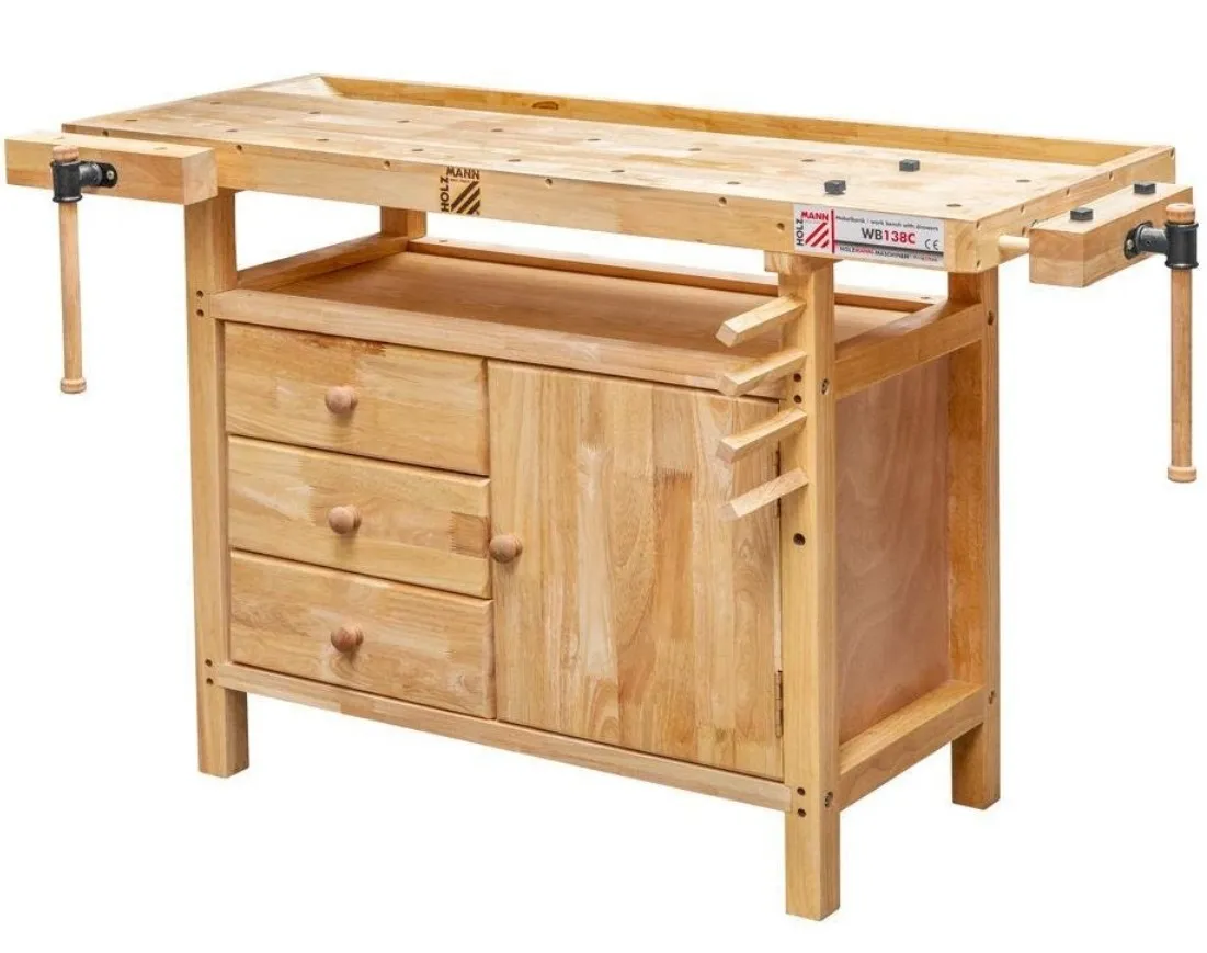 HOLZMANN wb138c Banco da lavoro in legno con cassetti e morse