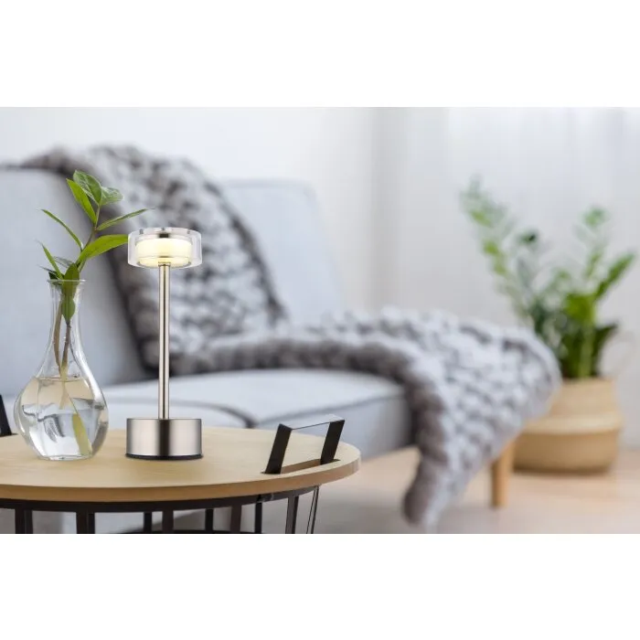 Illuminazione Globo Lighting Shira Lampada da tavolo LED Nichel opaco, 1-Luce
