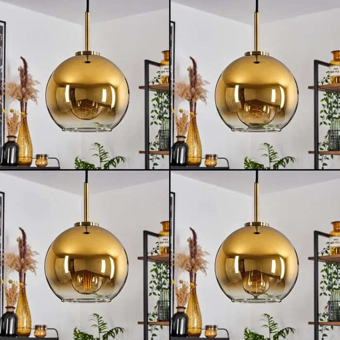 Koyoto Lampadario a sospensione Vetro 20 cm Ottone antico, 1-Luce
