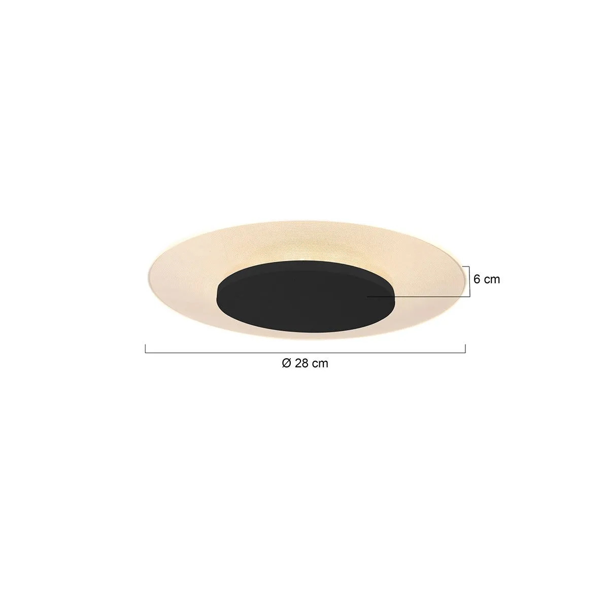 Moderne plafondlamp wit met zwart 28cm incl. LED - Lido