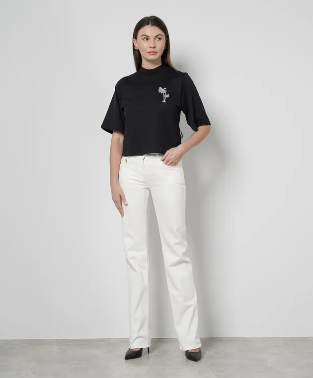 Palm Angels Jeans bianchi con logo testurizzato PWYB032R24DEN003