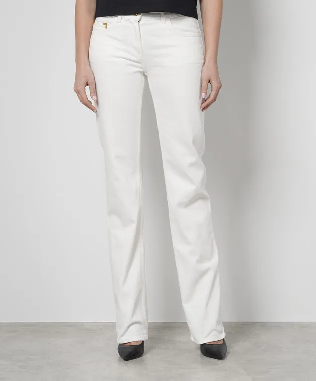 Palm Angels Jeans bianchi con logo testurizzato PWYB032R24DEN003