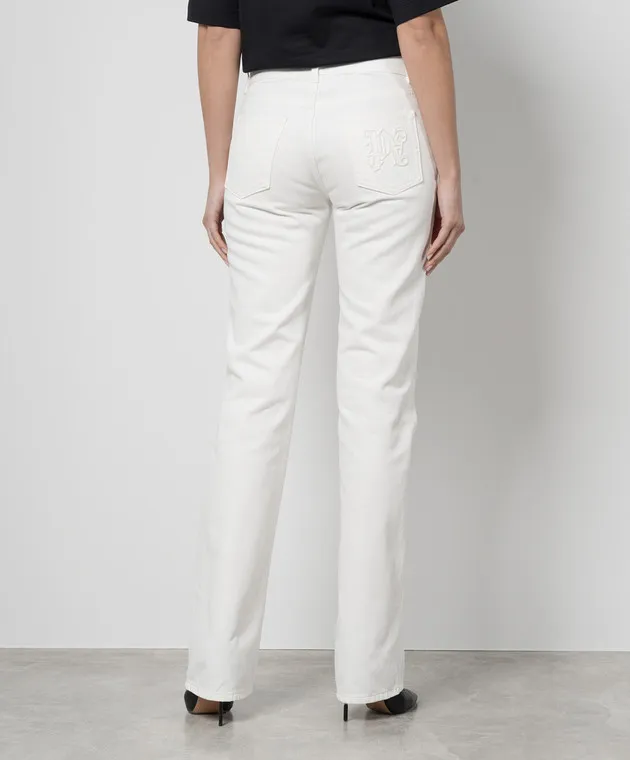 Palm Angels Jeans bianchi con logo testurizzato PWYB032R24DEN003