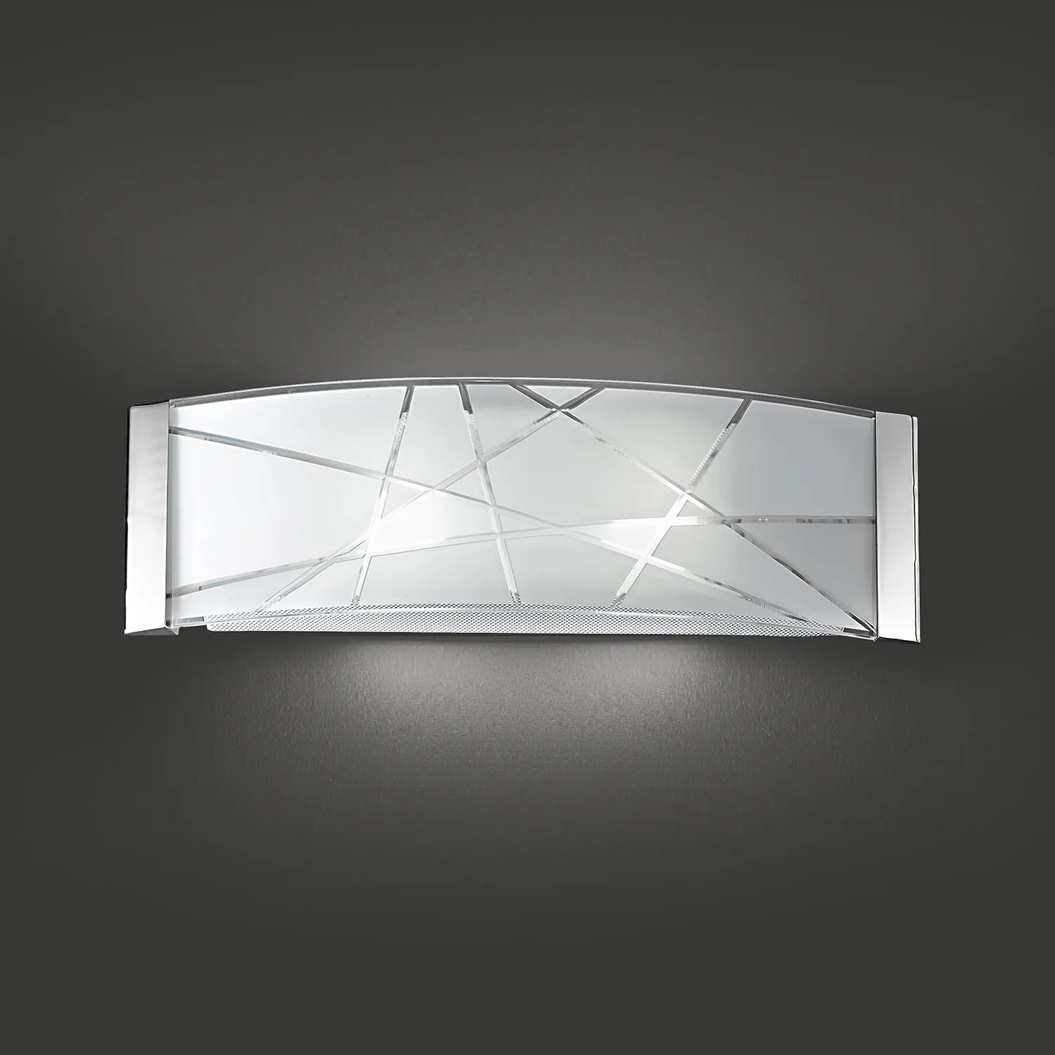 Perenz  Applique rettangolare grande moderna in metallo con paralume in vetro decorato Fish - 60W
