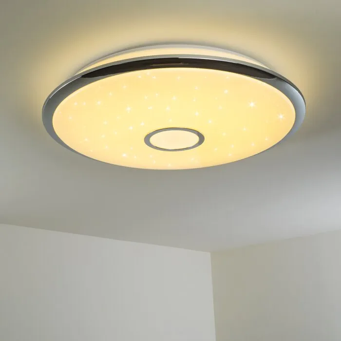 Plafoniera Alar LED Cromo, Bianco, 1-Luce, Telecomando