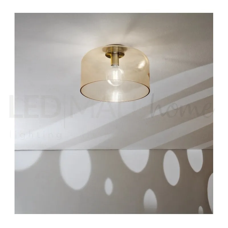 Plafoniera in vetro soffiato Ambra 1Xe27 30X23X9Cm