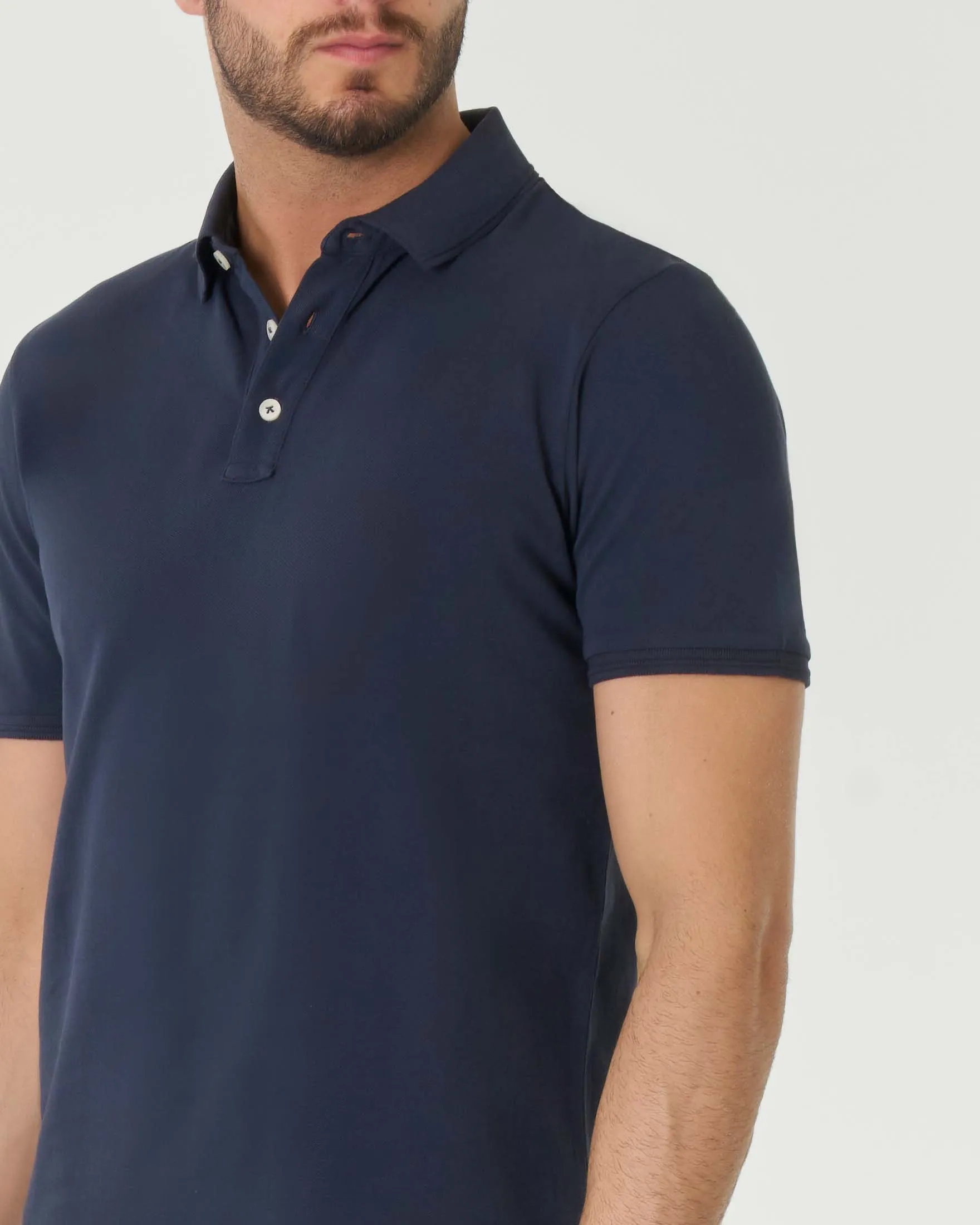 Polo blu navy mezza manica in piquè di cotone