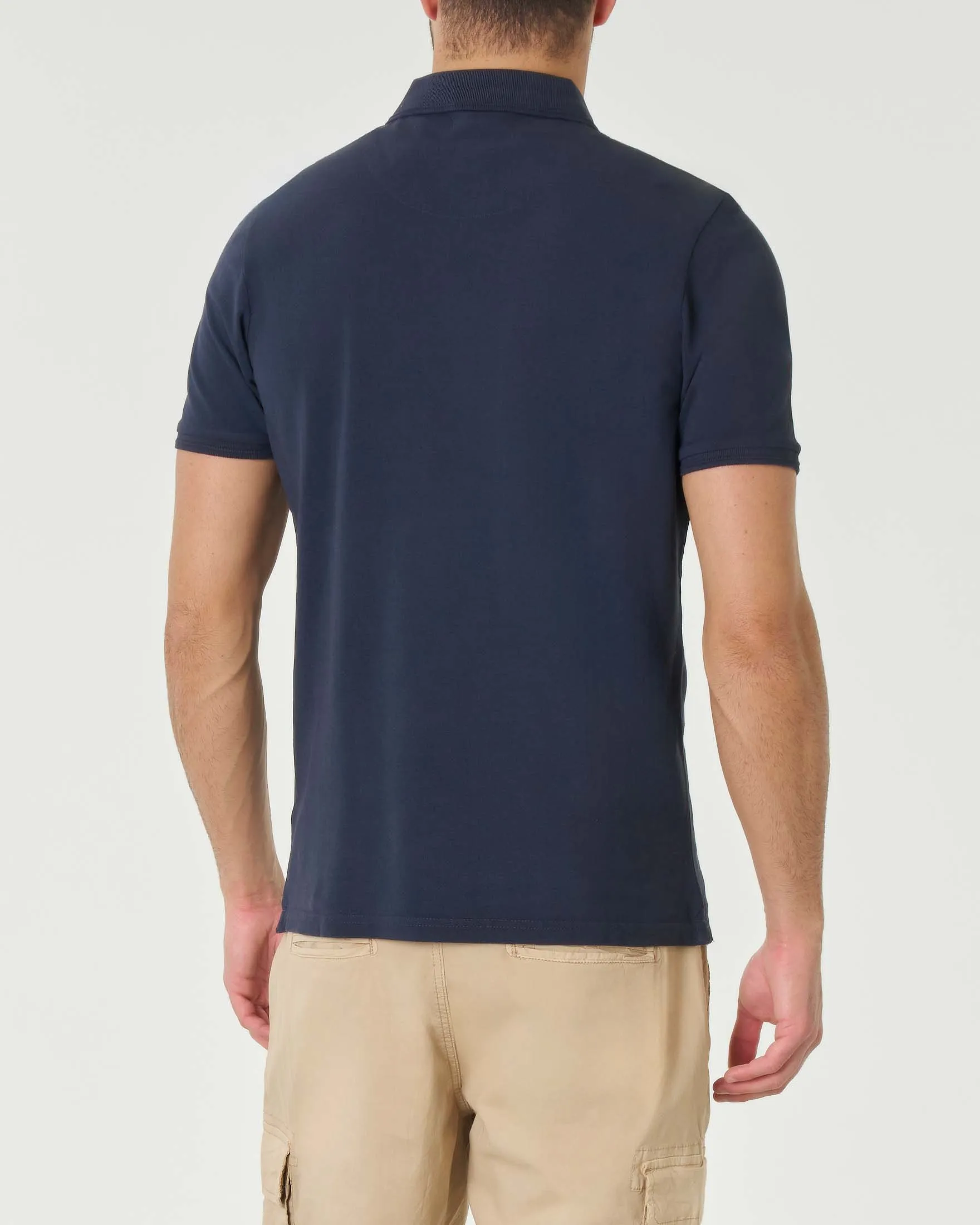 Polo blu navy mezza manica in piquè di cotone