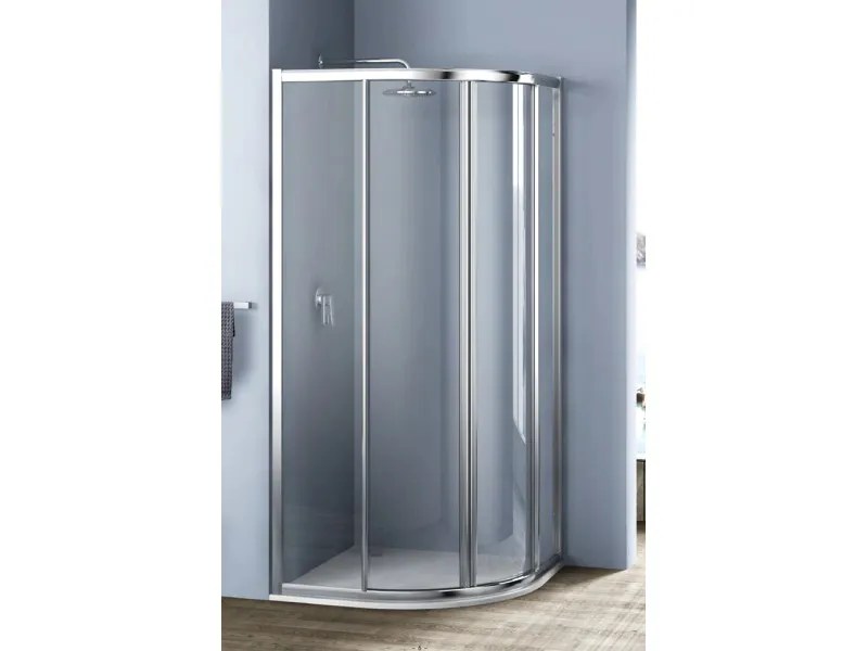 Porta semicircolare doccia 2 ante Platz 80x80 H 190 cm argento e sintetico