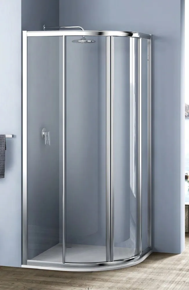 Porta semicircolare doccia 2 ante Platz 80x80 H 190 cm argento e sintetico