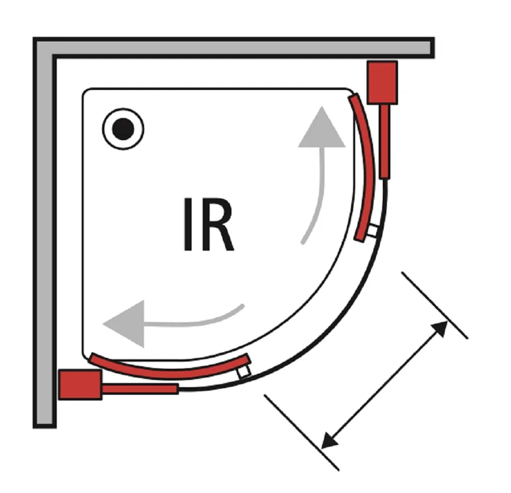 Porta semicircolare doccia 2 ante Platz 80x80 H 190 cm argento e sintetico