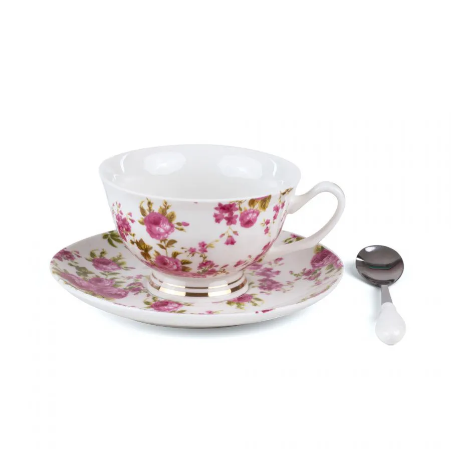 Seletti  Set da the tazza piattino in porcellana e cucchiaino Fortuna