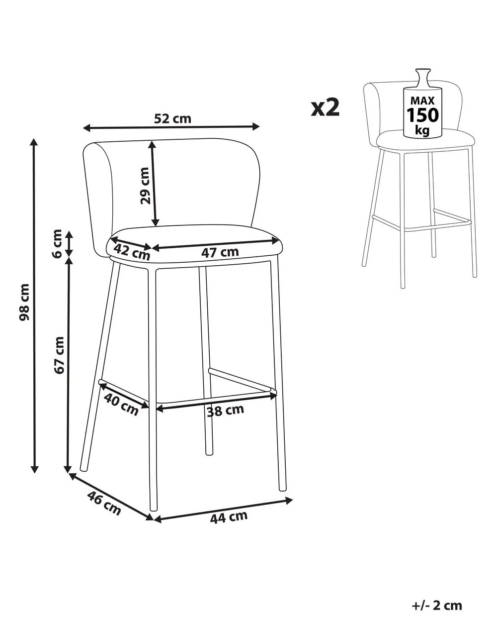 Set of 2 Bar Chairs MINA Boucle White