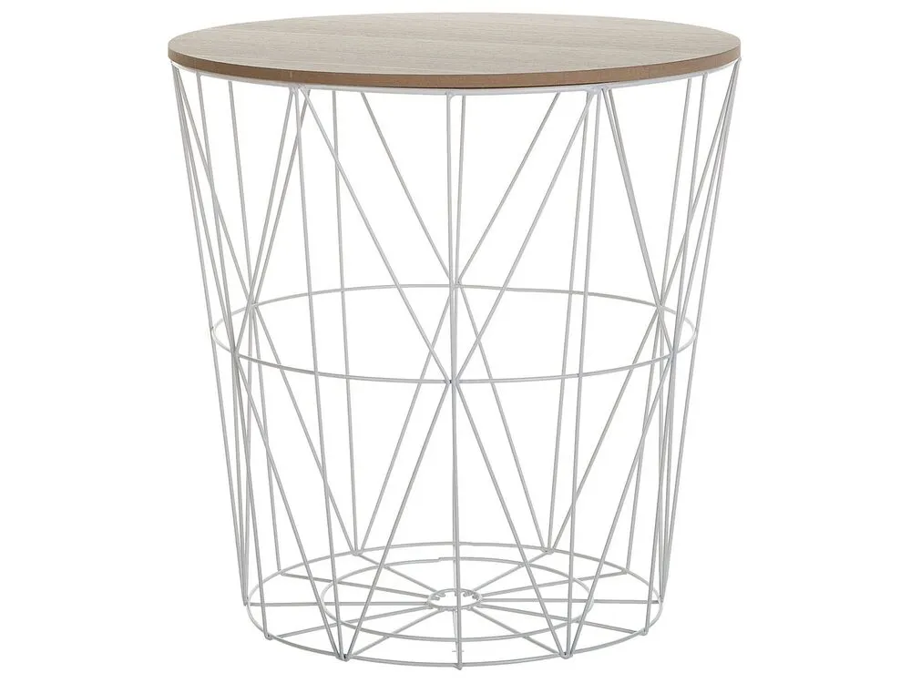 Tavolino legno chiaro e bianco ⌀ 40 cm LANARK