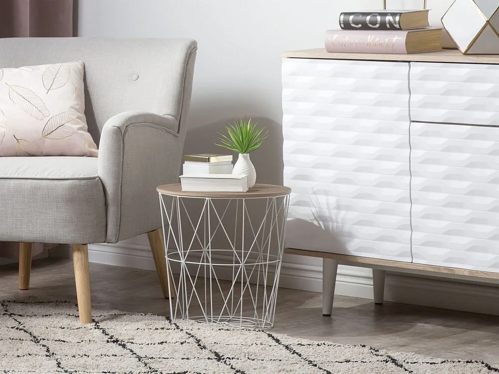 Tavolino legno chiaro e bianco ⌀ 40 cm LANARK