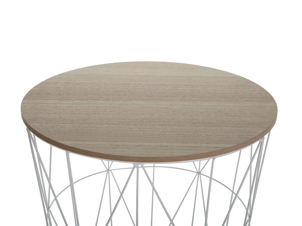Tavolino legno chiaro e bianco ⌀ 40 cm LANARK