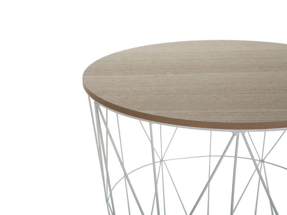 Tavolino legno chiaro e bianco ⌀ 40 cm LANARK