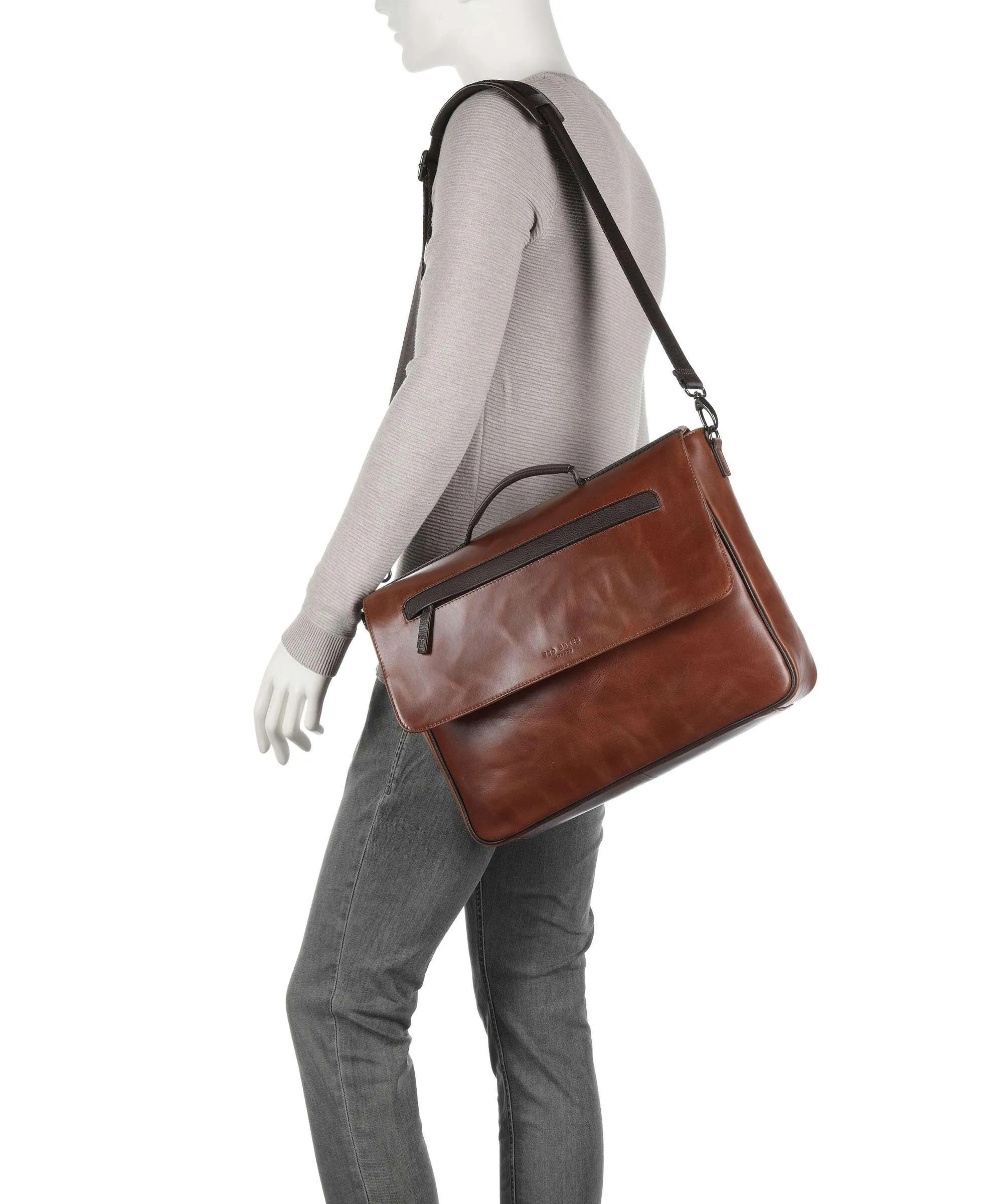  Ted Baker Raymon Cartella 15″ pelle di vacchetta finemente grana tan  